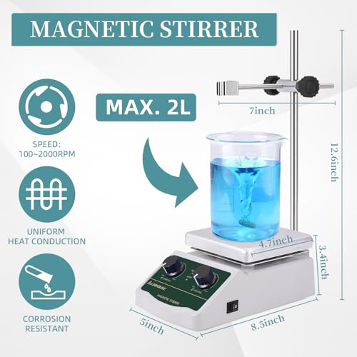LHS-2 Magnetic Stirrer Hot Plate, 300°C/572°F, 2000RPM, 2L - size: C