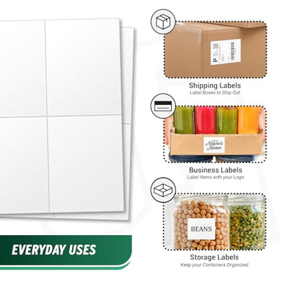 Blank Rectangle Labels, White, 4.25" x 5.5" - size: 4.25" x 5.5"