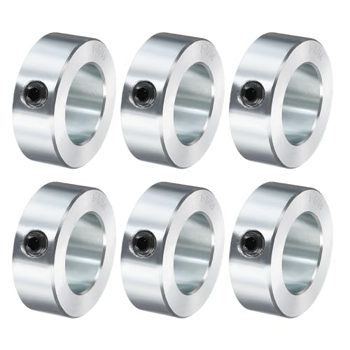uxcell 6pcs Set Screw Collars 1-1/16" Bore, Zinc Plated Carbon Steel Shaft Collars, 1-3/4" OD, 5/8" Width Lock Axle Collar Clamp (Hollow Style, Lightweight) - size: 1-1/16" Borex1-3/4" ODx5/8" Width