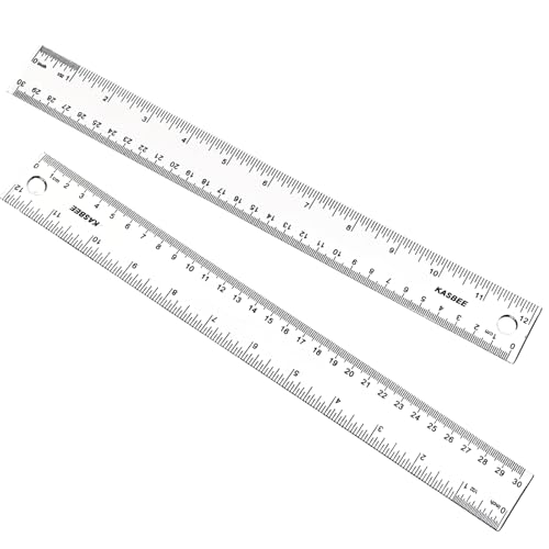 12 Inch Rulers, Clear Plastic, 2PCS - size: 12 Inch + 12 Inch