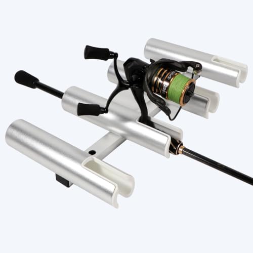 2PCS 4-Tube Aluminum Fishing Rod Holder for Boat, Wall-Mounted Fishing Pole Roof Rod Rack, Surf Fishing Rod Holder for Truck, Boats & Yacht - color: Silver
