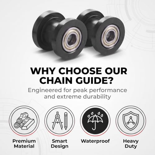 2 PCS Chain Tensioner Roller Pulley Guide, Heavy Duty Waterproof Metal & Rubber Chain Idler Wheel, Compatible with 125cc 140cc Dirt Bike, Mini Bike, ATV, Go Kart, Pit Bike Parts (Black)