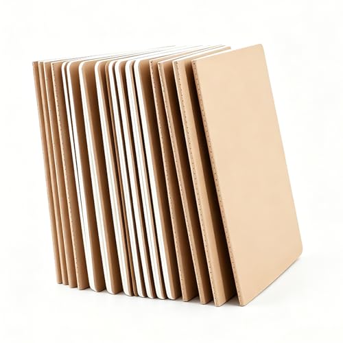 Wotion Kraft Lined Notebook 16 Pack, A5 Journal, 8.3" x 5.5", 60 Pages Thick No Bleed Paper, Soft Cover Bulk Notebooks for Students Office Travel - style: 16pack Lined page