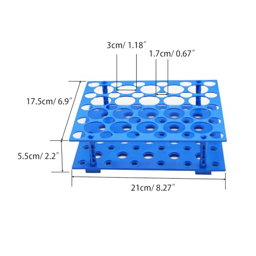 50 Well Test Tube Rack, 3 Pack Blue Holder for 10ml 15ml 50ml Tubes Lab - color: Blue, size: 50 Well