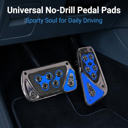 2 PCS Car Pedal Covers, Automatic Transmission Gas Brake Pedals Pads Non-slip Rubber Alloy Foot Pedal Plates, Fit Most Automatic Sedan SUV Truck (Blue) - color: Blue
