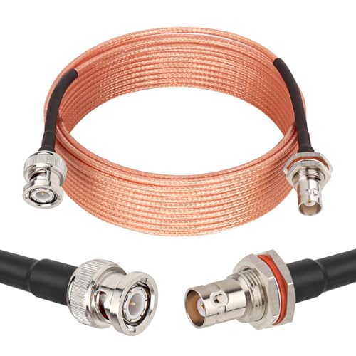 XRDS -RF BNC Cable 20FT, 50 Ohm BNC Male to Female Bulkhead Mount RG316 Coax for Wireless Microphone System Receiver CB Radio UHF VHF Ham Radio Amateur - size: 20 FT