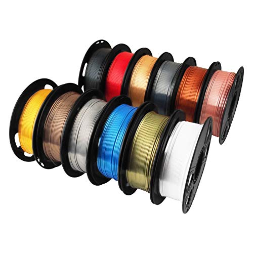 MIKA3D Shine Silk Metallic Gold PLA 3D Printer Filament Bundle 12 Spools Pack, 1.1lbs Spool 1.75mm Widely Compatible, 12 Popular Silk Shiny Gold Colors, with Extra One Bottle of Solid Stick Gift - color: 12 Spools - Popular Silk Shiny Colors