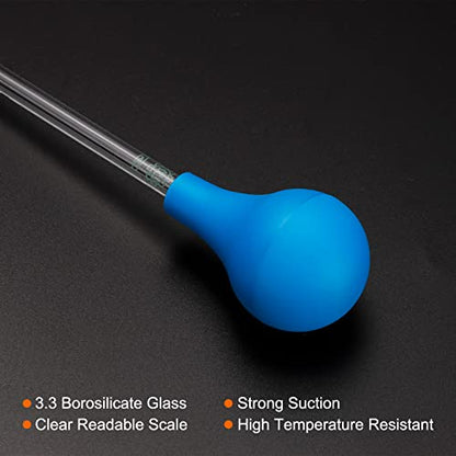 PATIKIL Graduated Dropper Pipettes Kit, 2pcs 0.5ml Borosilicate Glass Pipette with Rubber Cap for Transfer Liquid for Lab, Chemistry, Clear - size: 0.5ml
