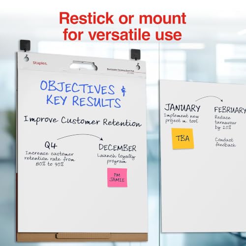 STAPLES Stickies Tabletop Easel Pad, 20" x 23", White, 20 Sheets/Pad, 4/Pack - size: 20'' x 23'', style: 4 Pack