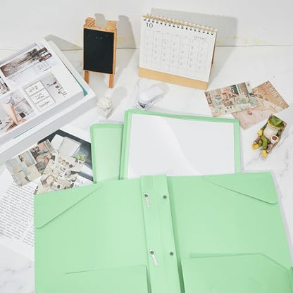 Henoyso 36 Pcs Plastic Folder with Clear Front Pocket, Light Green - color: Light Green