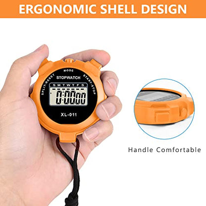 Vicloon Digital Simple Stopwatch - Large Display, Single Lap Split, 12/24 Hour Clock Alarm Date for Coaches, Kids' Training, Swimming, Running (Orange) - color: Orange