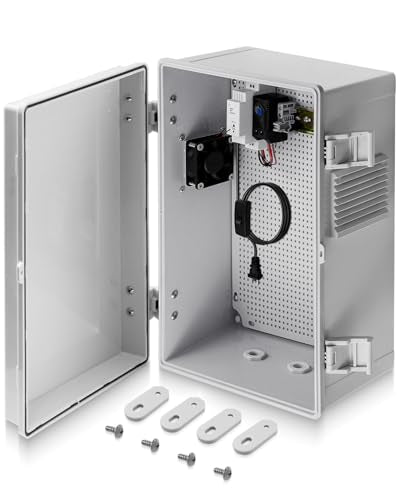 Outdoor Electrical Box with Thermostat Fan, 15.7"x11.8"x6.2" ABS Enclosure - size: 15.7"x11.8"x6.2"