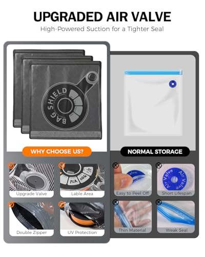 3D Printer Filament Storage Bags, Vacuum Seal Bags for Filament, Moisture Proof Dustproof Humidity Resistant, 12.6 x 13.4 in, Fits PLA ABS PETG Spools (20 Bags Only) - size: 20Bags Only