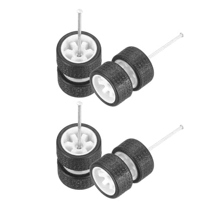 MECCANIXITY 4 Set 1/64 Wheels and Tires Set, Real Riders Rims Includes Axles for RC Diecast Car DIY Model, White Rims - color: White Rims