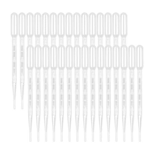 3ml Dropper Pipettes-30 PCS Disposable Pipettes Dropper for Accurate Liquid Transfer,Clear Graduated Eye Dropper for Essential Oils,Resin,Crafts,Labs,Kids Activities-Plastic Transfer Pipettes,Droppers