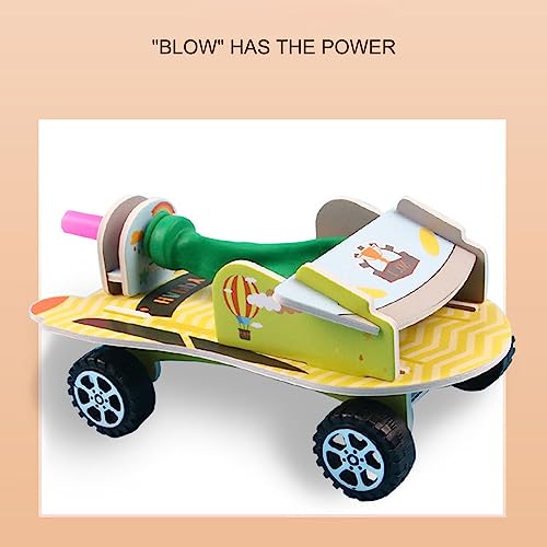 Aerodynamic Balloon Car Assemble Wooden Toy (Balloon car)