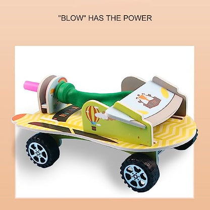 Aerodynamic Balloon Car Assemble Wooden Toy (Balloon car)