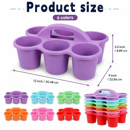 6 Pack Classroom Caddy With Handle for School Supplies, Rainbow - color: Rainbow