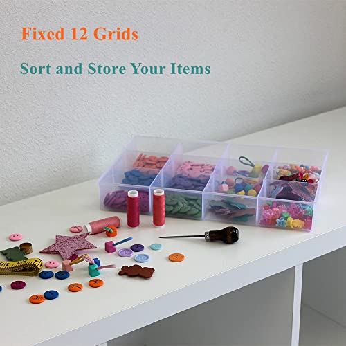 2 Pack Fixed 12 Grids Clear Plastic Organizer Sorting Tray - size: Fixed 12 Grids
