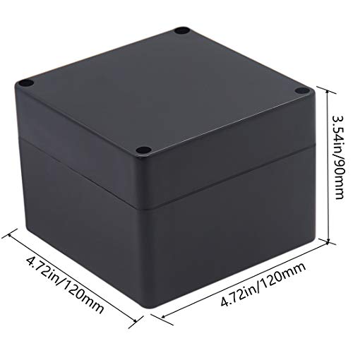 Junction Box IP65 Waterproof ABS Plastic Electrical Project Case Power Junction Boxes, Project Box with 4 PCS M16 Cable Glands 4.72x4.72x3.54 inch (120 x 120 x 90 mm) - color: Black, size: 4.72"x4.72"x3.54"