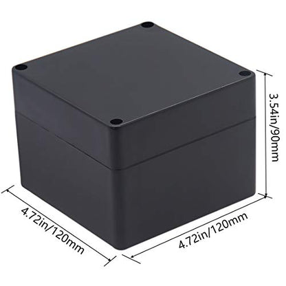 Junction Box IP65 Waterproof ABS Plastic Electrical Project Case Power Junction Boxes, Project Box with 4 PCS M16 Cable Glands 4.72x4.72x3.54 inch (120 x 120 x 90 mm) - color: Black, size: 4.72"x4.72"x3.54"