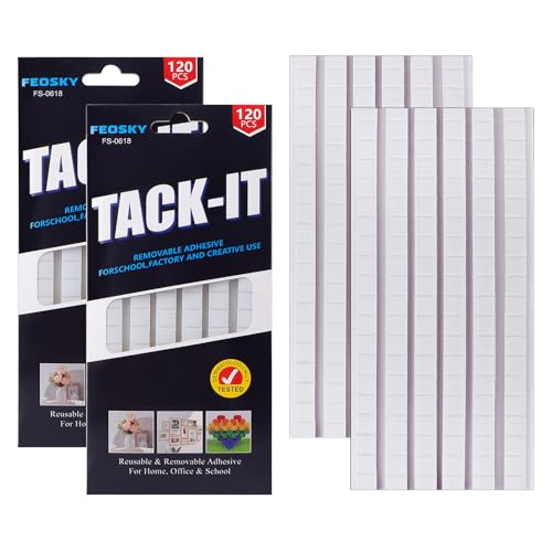 Feosky Adhesive Poster Sticky Tack Putty, Reusable and Removable Adhesive Putty, Mounting Putty for displaying Wall Paintings, Picture, Decoration, Crafts (White,Pack of 2) - color: White, size: 2Pack