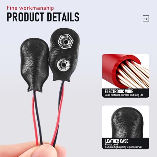 LALAOKS 20Pack 9V Battery Holders Case with 15cm Pure Copper Cables Bulk - size: 20