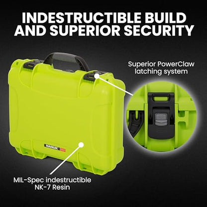 NANUK 910 Hard Case with Customizable Cubed Foam, IP67 Waterproof, Dustproof and Impact Resistant, 14.3” x 11.1” x 4.7”, Rugged Construction for Ultimate Protection, Made in Canada – Lime - color: Lime, style: Cubed Foam