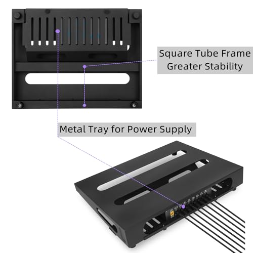 14" x 10.6" Guitar Pedal Board with Power Supply Tray - color: Black, size: 14" x 10.6"