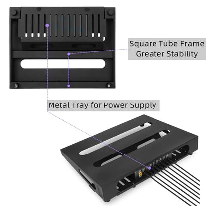 14" x 10.6" Guitar Pedal Board with Power Supply Tray - color: Black, size: 14" x 10.6"