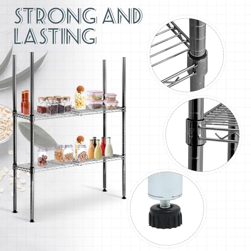 Thyle 4 Pack 36'' Wire Shelving Posts with 50 Clip, Chrome Steel, Black - color: Black, size: 36"