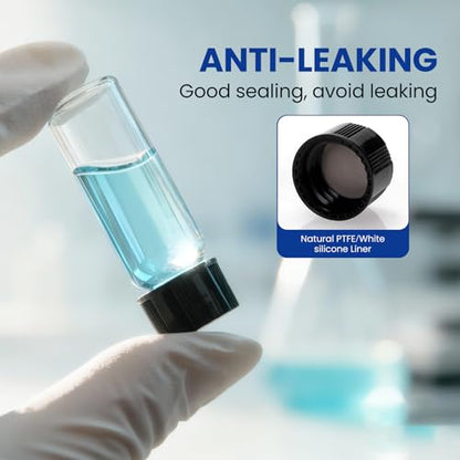 144PCS 1 Dram Clear Borosilicate Glass Liquid Sample Vials with Screw Caps - size: 1dram