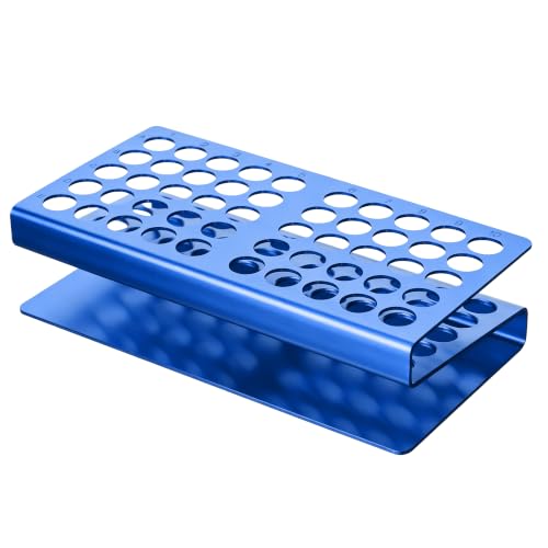 Aluminum Stainless Steel Test Tube Rack, 50 Round Holes Blue Test Tube Holder for Classroom, Lab, Suitable for Tubes of Dia.≤17mm, TTRS50BA1 - size: 50 Holes, Blue, for Tubes of Dia.≤17mm