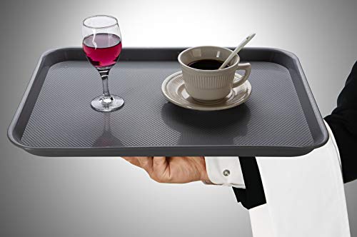 Eslite Rectangular Plastic Serving Trays,Fast Food Serving Cafeteria Trays,17"X13",Set of 6 (Grey) - color: Gray