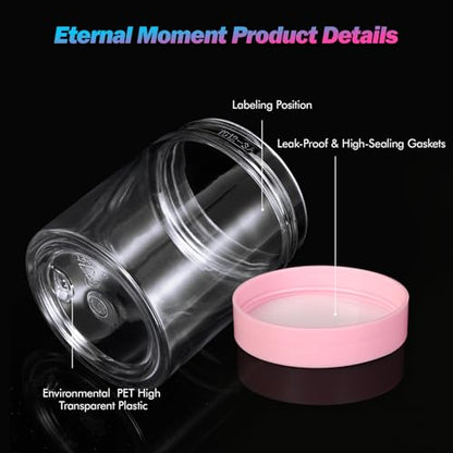 Eternal Moment 36 Pack 3 OZ Plastic Jars Clear Cosmetic Container with Lids - color: Pink Lid, size: 3 Ounce