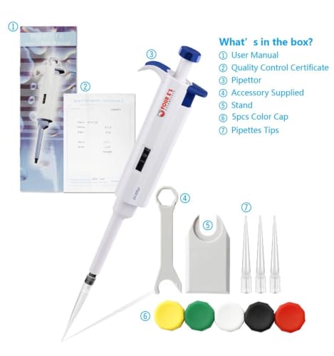 FOUR E'S SCIENTIFIC 20-200μL Pipette, Single-Channel Adjustable Pipettor - size: 06 (20-200ul)
