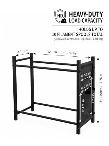 3D Printer Filament Storage Rack, Heavy Duty Metal Desk/Stand Organizer - size: Size 4
