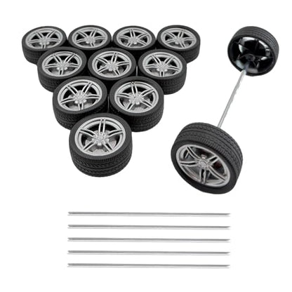 12PCS Toy Wheel RC Car Rubber Tire Wheel with Round Rod Shaft Axles for RC Car Truck Robot Boat Helicopter DIY Model Toy Building Project (3x40mm) - style: 3x40mm