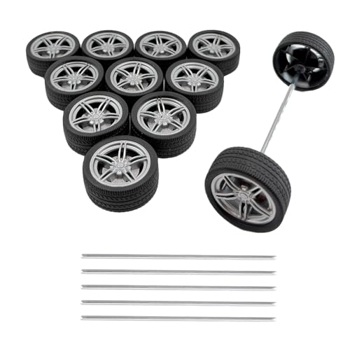 12PCS Toy Wheel RC Car Rubber Tire Wheel with Round Rod Shaft Axles for RC Car Truck Robot Boat Helicopter DIY Model Toy Building Project (3x40mm) - style: 3x40mm