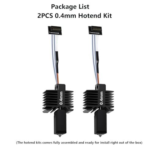 2PCS 0.4mm P1S P1P Hotend, Upgraded All-Metal Hardened Steel Nozzle Hotend Pre-Assembled with 24V 48W Ceramic Heater & High-Temp Thermistor Replacement Hot end for Bambu Lab P1 Series 3D Printers - size: 0.4mm