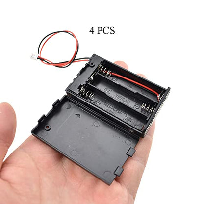 HAHIYO 3xAAA Battery Holder with JST Connector Portable Supply Quick Swap Securely Lids Convenient On/Off Switch Plastic Batteries Storage Box Case 4 Pieces for LED Christmas Light RC Plane Mordel - style: 3AAA(JST)-4P