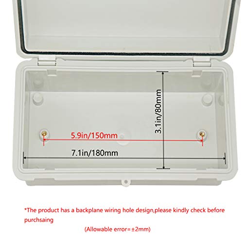 Zulkit Junction Box ABS Plastic Dustproof Waterproof IP65 Electrical Boxes Hinged Shell Outdoor Universal Project Enclosure with 2 Cable Glands 7.9 x 3.9 x 2.8 inch (200x100x70mm) - size: 7.9" x 3.9" x 2.8"