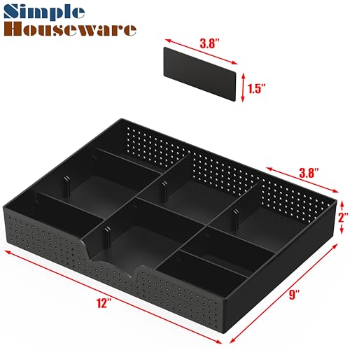 Simple Houseware Drawer Organizer Tray, 9 Compartments, 2-Pack, Black - color: Black, size: 2 Pack