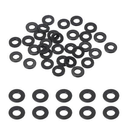 uxcell 30 Pcs M2.5 PVC Flat Washers 2.5mm ID 5mm OD 0.8mm Thick Plain Washer Grommets Plastic Sheet Gasket Fastener Sealing Spacer Gasket Ring Water Hose Washers, Clear Black - size: 2.5mm x 5mm x 0.8mm