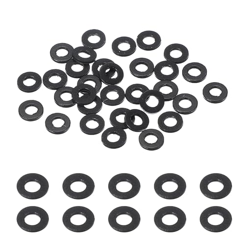 uxcell 30 Pcs M2.5 PVC Flat Washers 2.5mm ID 5mm OD 0.8mm Thick Plain Washer Grommets Plastic Sheet Gasket Fastener Sealing Spacer Gasket Ring Water Hose Washers, Clear Black - size: 2.5mm x 5mm x 0.8mm