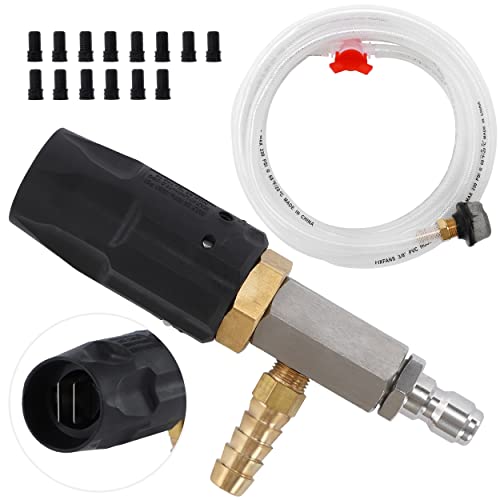 FIXFANS Adjustable Pressure Washer Long Range Nozzle, 15 FT Braid Hose, Downstream Injector Kit for High Power Washer, External Chemical Injection with 1/4 Inch Quick Connector, 5-6.5 GPM - size: 15 FT Hose: 5-6.5 gallon