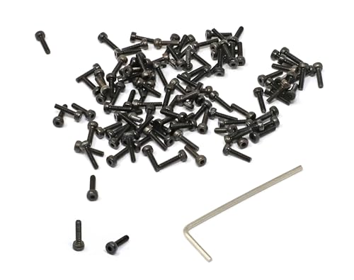 iexcell 100 Pcs M2 x 8mm Thread Pitch 0.4 mm Alloy Steel 12.9 Grade Hex Socket Head Cap Screws Bolts Kit, Black Oxide Finish - size: M2 x 8mm