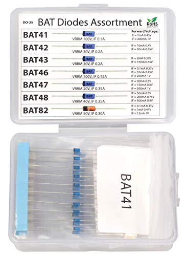 3pdt 70 pcs Blue Schottky Diode Assortment Kit: BAT41, BAT42, BAT43, BAT46, BAT47, BAT48, BAT82