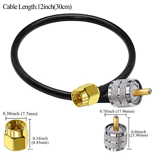 TUOLNK RG58 PL259 to SMA Male Cable 0.98ft(30cm) SMA to UHF Male Jumper - size: 0.98ft-2pcs