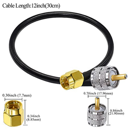 TUOLNK RG58 PL259 to SMA Male Cable 0.98ft(30cm) SMA to UHF Male Jumper - size: 0.98ft-2pcs